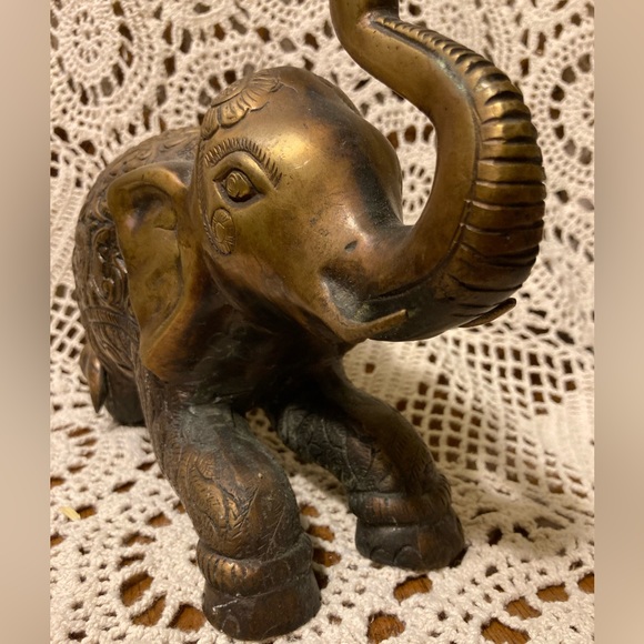 Ornate Brass Elephant - Heavy, Made in India - Picture 3 of 13